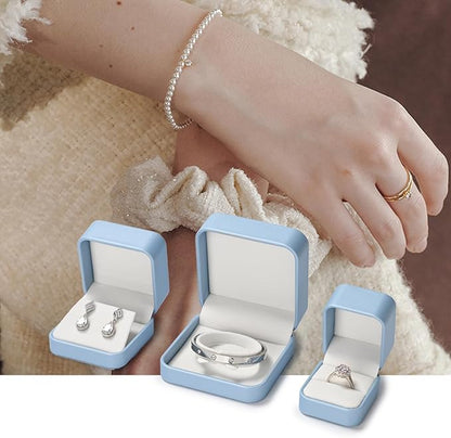 Oirlv Luxury Leather Long Chain Bracelet Necklace Storage Box Velvet Interior Gift Case, Premium Gorgeous Jewelry Display Box for Wedding,Engagement,Proposal,Birthday and Anniversary(Sky Blue)