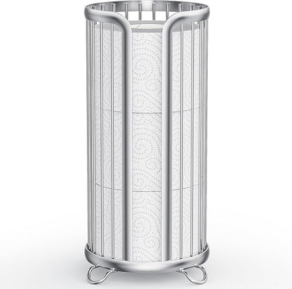 Toilet Paper Holder Stand, Freestanding Toilet Tissue Organizer, Minimalistic Storage Solution, Reserve Mega Rolls-Silver