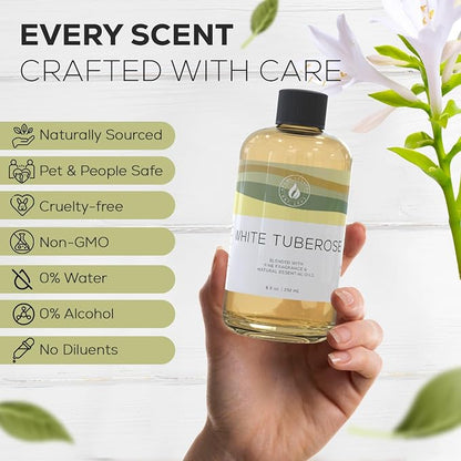 Aroma Country White Tuberose Luxury Diffuser Oil Refill & Fragrant Room Spray for Reed Diffusers, Electric Machines, and Oil Warmers (8.5 Fl. oz)