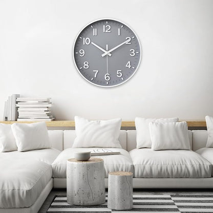 HZDHCLH Wall Clocks Battery Operated,Wall Clock Gray,14 inch Wall Clock Silent Non Ticking Modern 3D Numbers for Kitchen Bedroom Living Room Office Classroom Decor