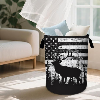 Deer Laundry Basket Waterproof Laundry Hamper Foldable Laundry Bag with Handles for Bedroom, Bathroom, Office, Clothes Storage