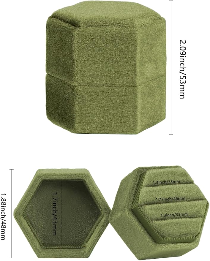 Velvet 3 Slots Jewelry Ring Box Engagement Wedding Box Keepsake Box Bridal Photo Ring Triple Slots Hexagon