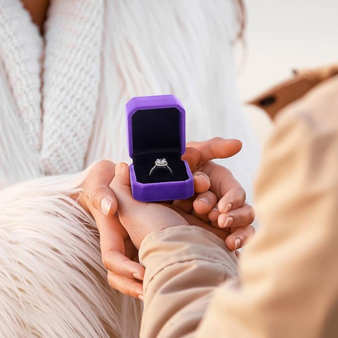 Laumoi 36 Pcs Velvet Ring Box for Wedding Ceremony Engagement Jewelry Boxes Packaging Display Ring Case Earring Storage Holder for Proposal Anniversary Birthday Gift(Purple)