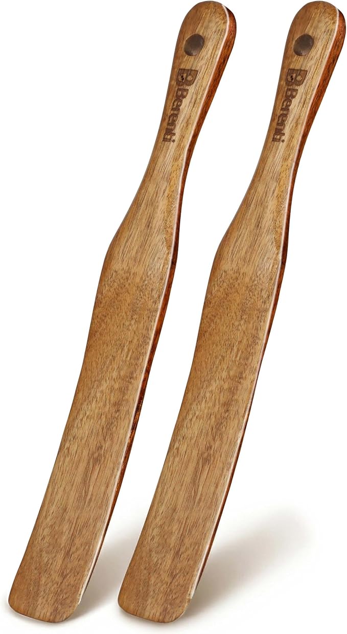 2 PCS Spurtle Wooden Spatula for Sourdough Starter – Long Skinny Wooden Spurtle Stir Stick for Mixing, Stirring & Reaching Jars – Sourdough Spurtle Tool for Baking & Cooking