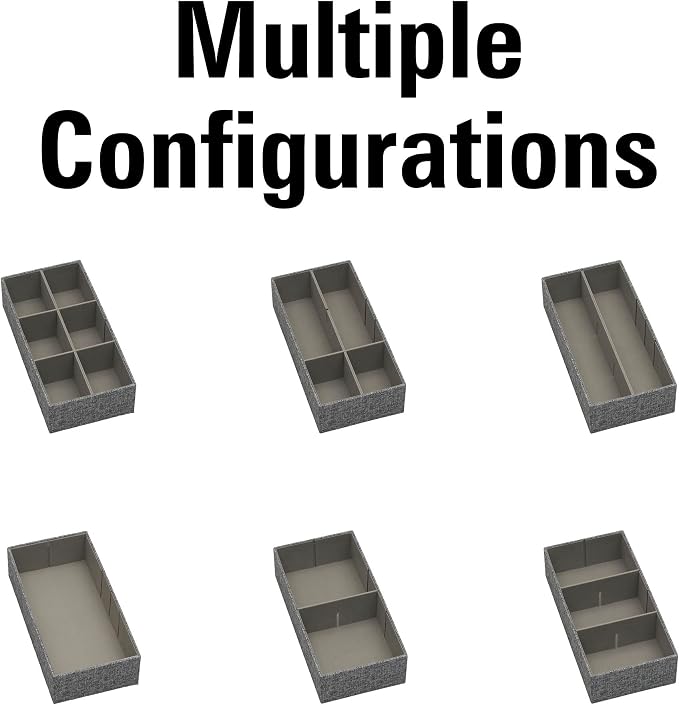 Household Essentials 3 Piece Drawer Organizers Starter Set, Customizable Inserts, Large Tray and 2 Small Trays, Silver