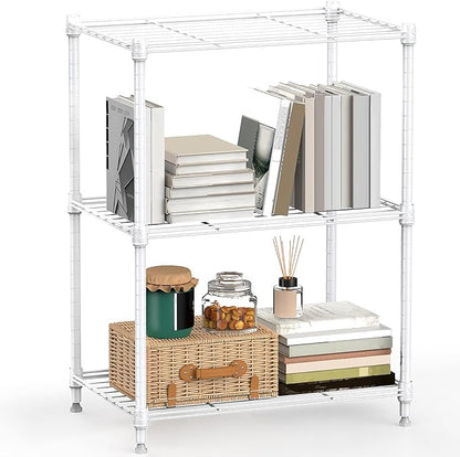 M MZG 450 lbs Wire Storage Shelving 3-Tier Utility Shelving Unit Steel Organizer Wire Rack for Home,Kitchen,Office,White (11.8" D x 17.7" W x 26.4" H)