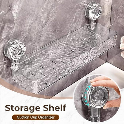 No-Drill Bathroom Suction Storage Box, Corrugated Suction Cup Shower Shelf - Heavy Duty Shower Caddy with Strong Suction Cups, Waterproof Bathroom Organizer (#4)