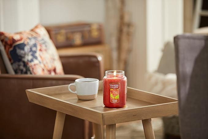 Yankee Candle Autumn Leaves Scented Classic 22oz Large Jar Single Wick Aromatherapy Candle Over 110 Hours of Burn Time Apothecary Jar Fall Scented for Home