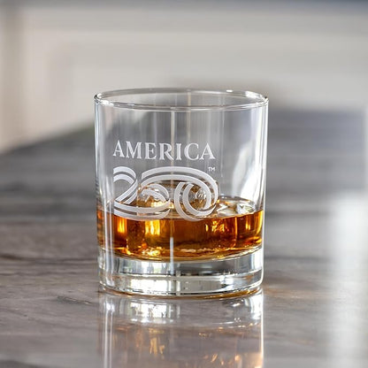 Rolf Glass 1776 10oz On the Rocks Whiskey Glass | America250™ Officially Licensed | America's 250th Anniversary Commemorative Glass | Made in the USA | Hand Engraved Logo | Packaged in Gift Box