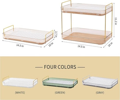 Coffee Bar Accessories, Station Organizers,Large Capacity Storage with Drain Board,Whisky Tray,Mug Tea Cup Holder Coffee Bar Organizer,Amber Gold