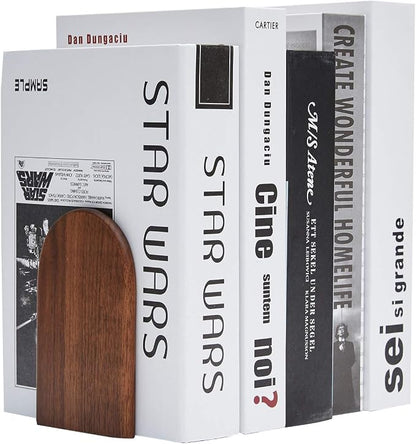 Pandapark Wood Bookends,Non-Skid Bookend for Shelves,Heavy Duty Bookends,Book Stand for Books/CDs,1 Pair