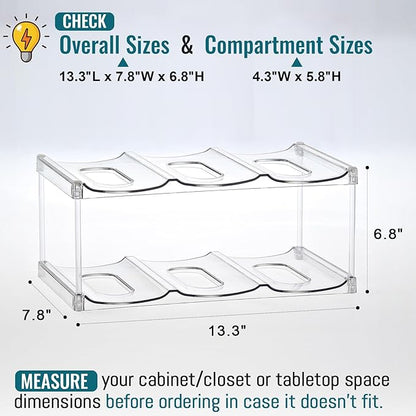 Design for Stanley 40 OZ & Large Bottles & Tumblers with Handle, Acrylic Water Bottle Organizer - Stackable Clear Wine Rack, Cup Holder for Home Kitchen Pantry Shelf Countertop Cabinet, 2 Tier Hold 6