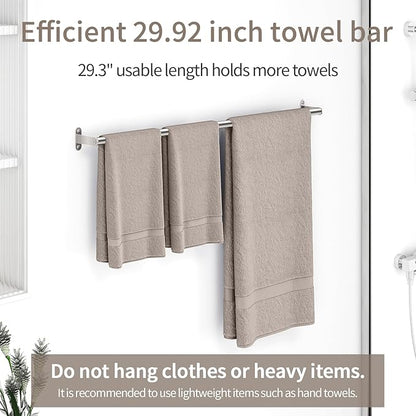 JUYSON 30 Inch Bathroom Towel Bar, Towel Racks for Bathroom Wall Mounted, Stainless Steel Heavy Duty Modern Single Towel Bar Holder Towel Rod Wall Mounted(Single Bar-Brushed Nickel, 30 in)