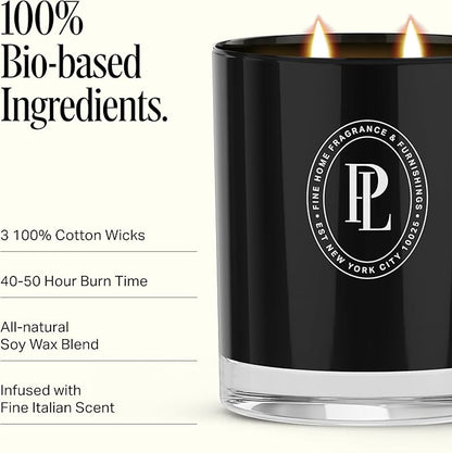 Preston Lane Luxury 3-Wick Scented Candle, Highrise, 24 oz Hand-Poured in USA | Long Burn Time (40–50 Hrs), Vegan Soy Wax Blend, Decorative Ceramic Vessel, Fine Italian Fragrance