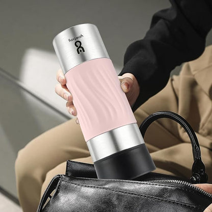 Travel Coffee Mug with 360°Lid, Travel Coffee Tumbler 16 oz Leak Proof, Stainless Steel Insulated Travel Mugs for Hot and Cold Spill Proof Leak Proof(Pink)