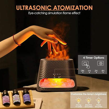 SALKING 2-in-1 Ultrasonic Essential Oil Diffuser & Himalayan Salt Lamp, Aromatherapy Diffuser Cool Mist Humidifier with Auto Off Function, Pure Himalayan Pink Salt Rock, 150ml (Carbon Black)