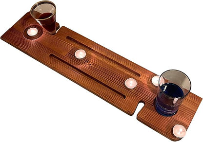 Handmade Wooden Bathtub Tray - 3 Different Size Options - Rustic Structure - Water Insulator - Bath Tray Caddy with Wine Glass Holder (28", NATURAL MAHOGANY)