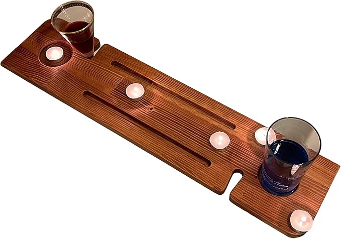 Handmade Wooden Bathtub Tray - 3 Different Size Options - Rustic Structure - Water Insulator - Bath Tray Caddy with Wine Glass Holder (28", BLACK BROWN)