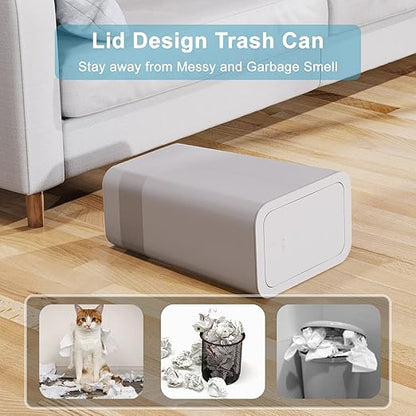 3 Pack 10 Liter / 2.6 Gallon Bathroom Trash Can, Small Trash Can with Lid, Garbage Can Waste Basket for Bathroom, Kitchen, Bedroom, Powder Room, Craft Room, Office, College (Gray)