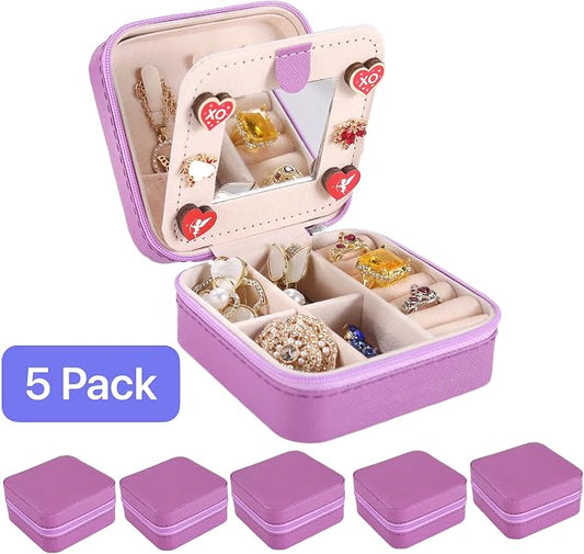 KElofoN Travel jewelry case Travel jewelry box Travel Jewelry Organizer Small Jewelry Organizer Box for Girls Women with Mirror (Purple-5)
