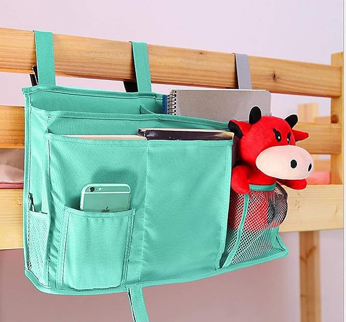 Sugaroom Bedside Storage Caddy, Bunk Bed Organizer Bed Storage Pocket Bedside Organizer Hanging Bed Storage Caddy for College Dorm Room, Hospital Bed Rails, Baby Bed, Camp (Green)