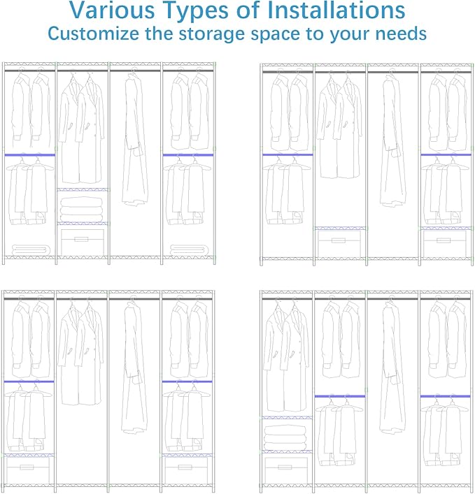VIPEK V40L Clothes Rack with Dimmable LED Lights, 3000K Warm White, Heavy Duty Clothing Rack for Hanging Clothes Portable Closet Wardrobe Freestanding Closet Rack for Bedroom, Max Load 890lbs, Black