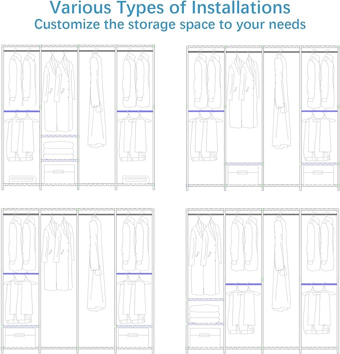 VIPEK V40C Plus Large Covered Clothes Rack for Hanging Clothes, Heavy Duty Portable Wardrobe Closet, Black Metal with Oxford Fabric Cover, Max Load 1300lbs