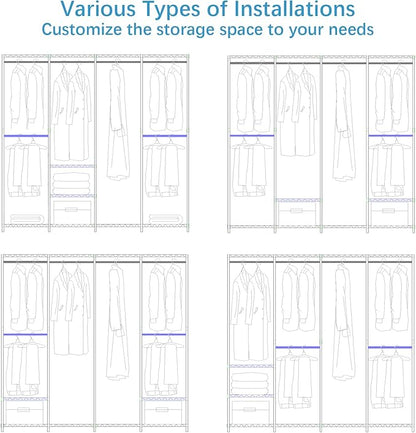 VIPEK V40C Covered Clothes Rack Heavy Duty Clothing Rack with Cover, Custom Freestanding Closet Portable Wardrobe Closet for Bedroom, Large Black Coset Rack with Grey Upgarded Polyester Cover
