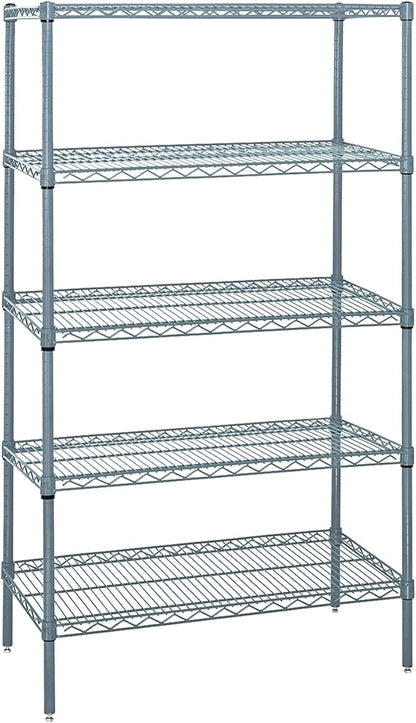Quantum Storage Systems WR63-1848GY-5 Wire Shelving 5 Shelf Starter Units, 18" x 48" x 63", Gray Epoxy