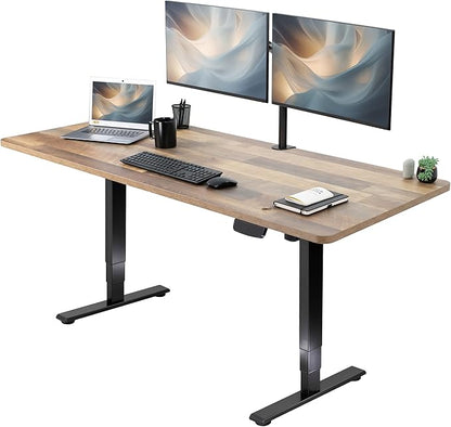 VIVO Electric 71 x 30 in Standing Desk, Touch Screen Adjustment, 220 lb Frame Support, 2E Series, Reclaimed Wood Top Black Frame, DESK-KIT-2E71P