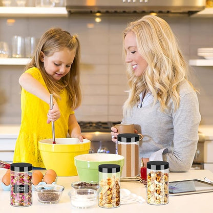Hajoyful Plastic Jars with Lids 20Pcs 14 oz Clear Plastic Slime Storage Jars Containers with Airtight Leak Proof Black Plastic Screw On Lids Cylinder Clear Round Jar Food Grade Durable PET Jar