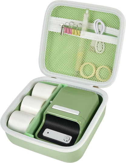 ALKOO Case Compatible with NIIMBOT B21 / Pro / B1 Label Maker Wireless Thermal Label Printer, Holder for Inkless Label Maker & Labeling Tapes Refills, with Mesh Pocket for Cable Accessories (Mint)