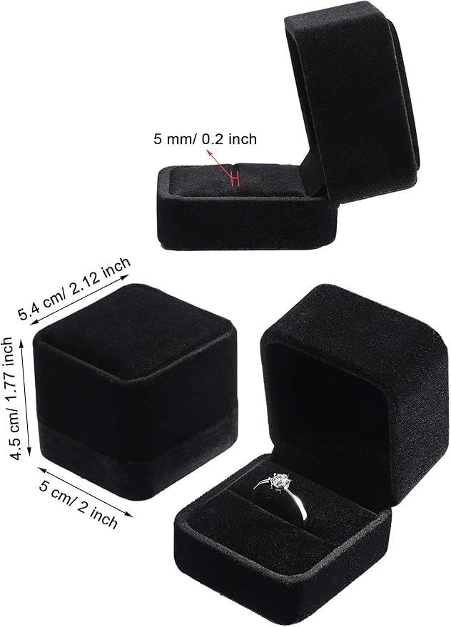 Zhanmai 12 Pcs Christmas Velvet Ring Box Jewelry Box Earring Jewelry Case Gift Boxes for Xmas Women Wedding Engagement Birthday Anniversary Valentines Day 2.12 x 1.77 x 2 Inch(Black)