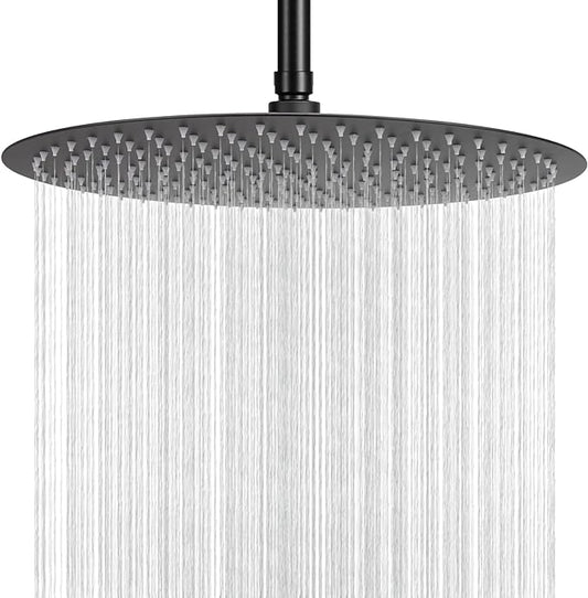 NearMoon Rain Shower Head, Ultra-Thin Design-Pressure Boosting, Awesome Some Experience, High Flow Stainless Steel Rainfall Head (16 Inch, Matte Black)