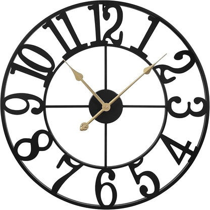 1st Owned Large Wall Clocks for Living Room Decor, Silent Non Ticking Clocks Battery Operated, 18.5 Inch Decorative Analog Metal Indoor Wall Clock for Kitchen, Bedroom, Office Decor