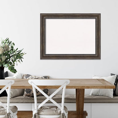 Amanti Art White Cork Board for Wall, 25x33 Vision Board with Brown Wood Frame, Medium Corkboard Office Decor for Home Organization, Rustic Farmhouse Corkboard Pinboard to display items for home