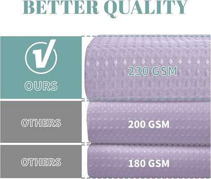 Lavender Extra Long No Hook Waffle Weave Shower Curtain with snap-in Liner Replacement, 230GSM Waterproof Fabric Hotel Shower Curtain Set for Bathroom, Through Mesh Top Window,71Wx86H