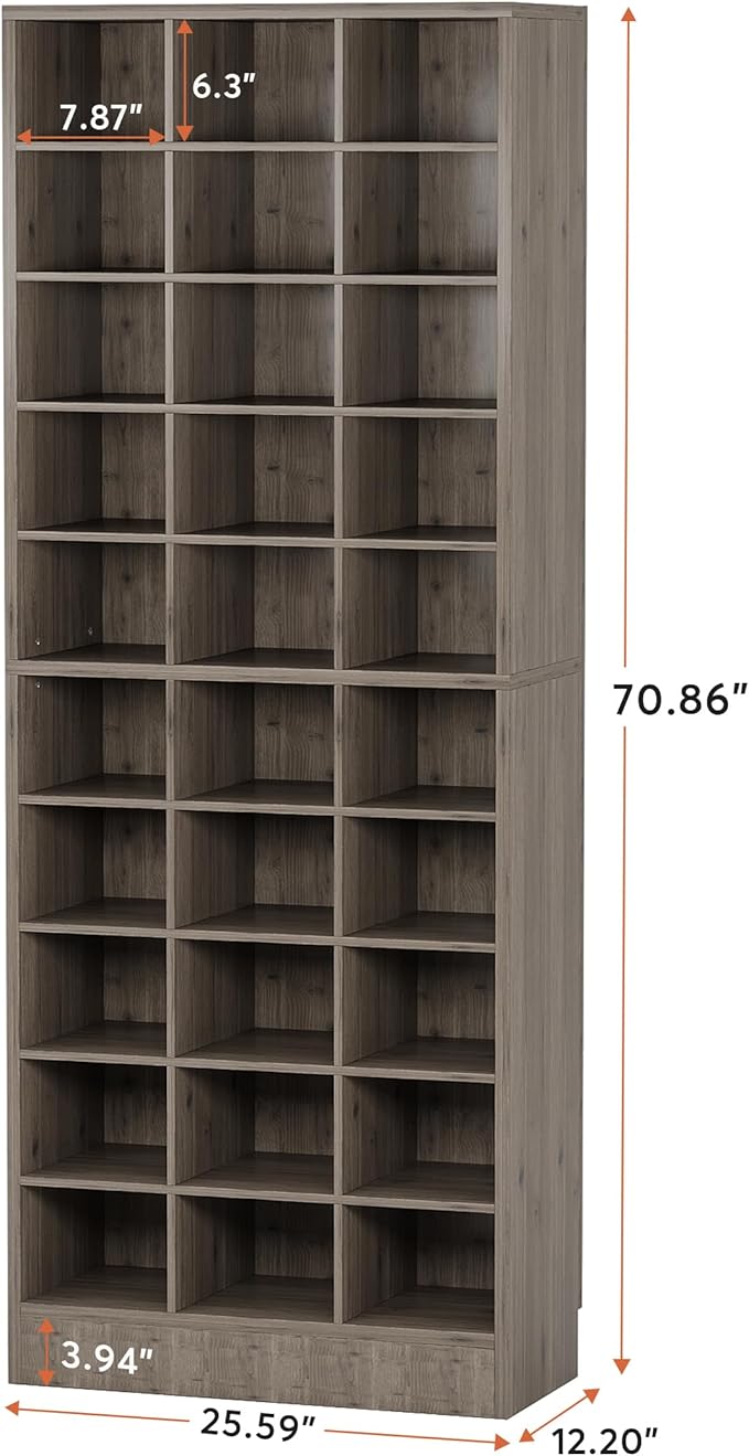 Tribesigns 10-Tier Shoe Storage Cabinet Set of 2, Gray Wooden Shoe Rack with 30 Cubbies, Freestanding Tall Entryway Shoe Organizer for Closet, Entryway, Living Room