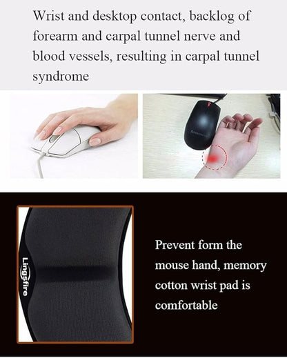 Memory Foam Mouse, Keyboard Wrist Rest Pad Anti-Skid Mousepad Support Mat for Office Computer Laptop Mac- Durable Comfortable Lightweight Easy Typing Pain Relief (Gray)