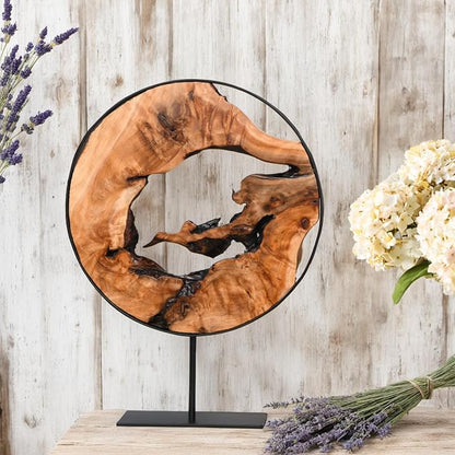 WELLAND Cedar Wood Sculpture, Natural Tabletop Decor Accent | Handcrafted Design, Unique Wood Grain, Organic Shape, One-of-a-Kind Character, Statement Piece