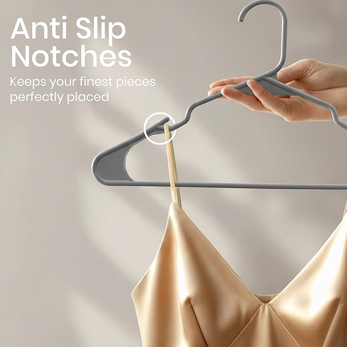Utopia Home Plastic Hangers 100 Pack - Perfect Space Saving Clothes Hanger - Durable and Strong - Perfect Closet Organizers with Shoulder Grooves (Grey)