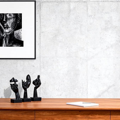 3 Pcs Thinker Large Statue Set - Black Art Abstract Home Accent Figurines for Living Room, Bedroom, Shelves, Office Desktop, Coffee Table Decor, Gift for Women (3 Pcs Black, 9")