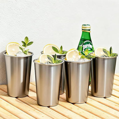 10 Pack 16 oz Stainless Steel Pint Cups,Stainless Steel Cup,Pint Cup Tumbler，water Tumbler,Stackable,Reusable,BPA Free