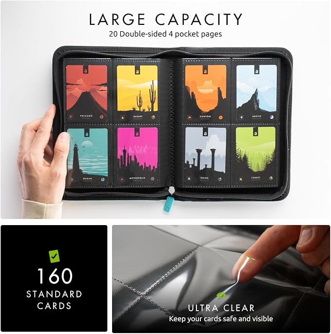 Vault X 4 Pocket Zip Binder, 160 Cards, Exo-Tec Material, 20 Side-Loading Pages (Teal)