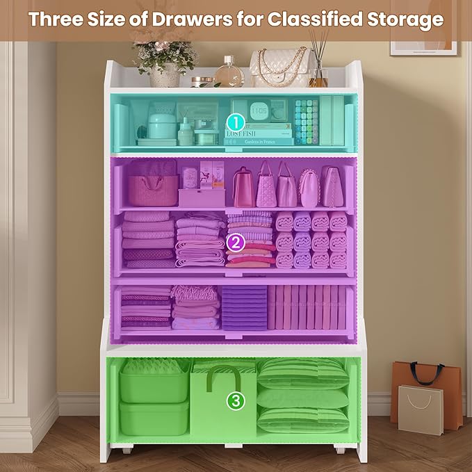 ADORNEVE 5 Drawer Dresser for Bedroom,Tall White Chest of Drawers,Large Modern Vertical Dresser for Living Room,Hallway, Closet