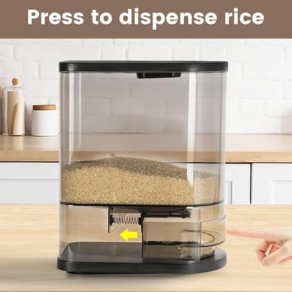 SYNCVIBE Large Rice Dispenser 22-25Lbs, Cereal Dispenser Rice Container Food Storage Container with Measuring Cup, Cereal Containers Storage Kitchen Storage Household Moisture Proof Holder, Black