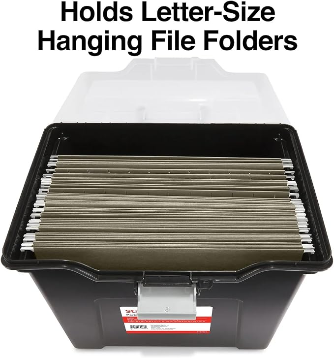 STAPLES File Box File Portable Tote, Letter Size, Black, 4/Carton