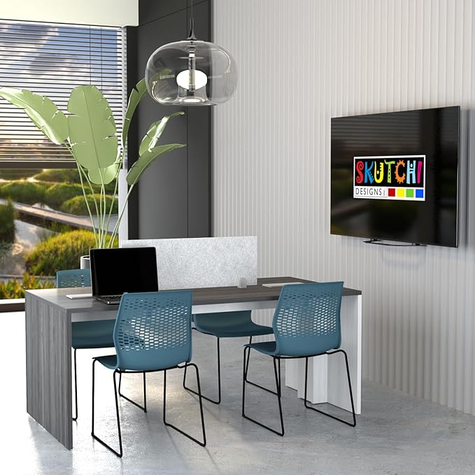 SKUTCHI DESIGNS INC. 4 Person Collaboration Table | Face-to-Face Desk | 36x66 All Laminate Team Desk | Asian Night White Cypress