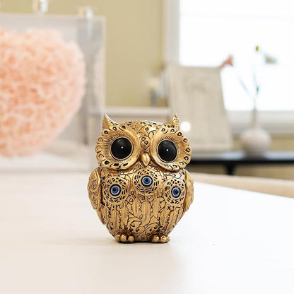 TOHLUCS Owl Statue Home Decor Accents with Evil Eye.Gold Decor for Bookshelf, Bedroom, Living Room, Office, Table and Shelf.Vintage Owl Figurines Gifts for Birds Lover.Cute Small Animal Sculptures.