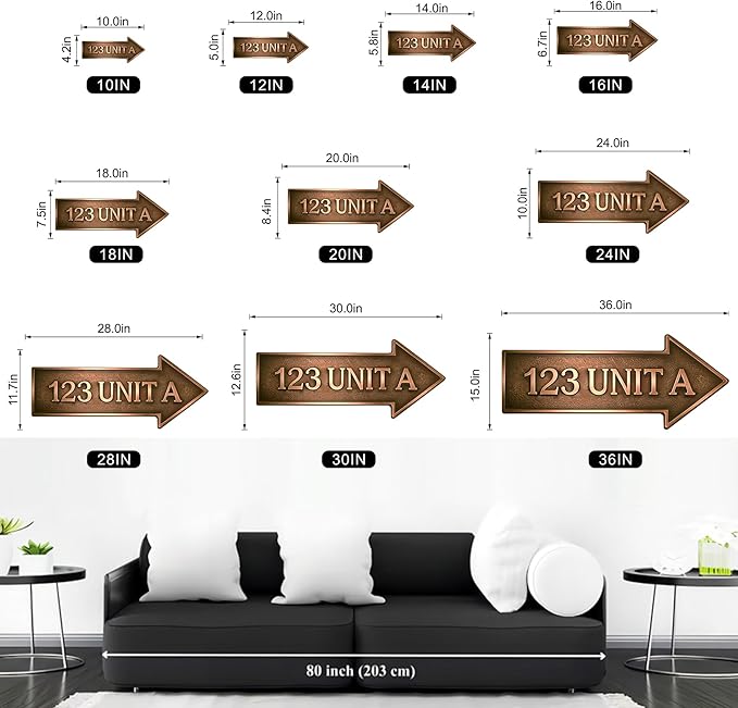 Copper Decor Peronalizable Arrow Metal House Number Sign Mid Century Modern Metal Address Plaque Custom Simple Style Address Numbers Customized Home Outdoor Decor Housewarming Gifts